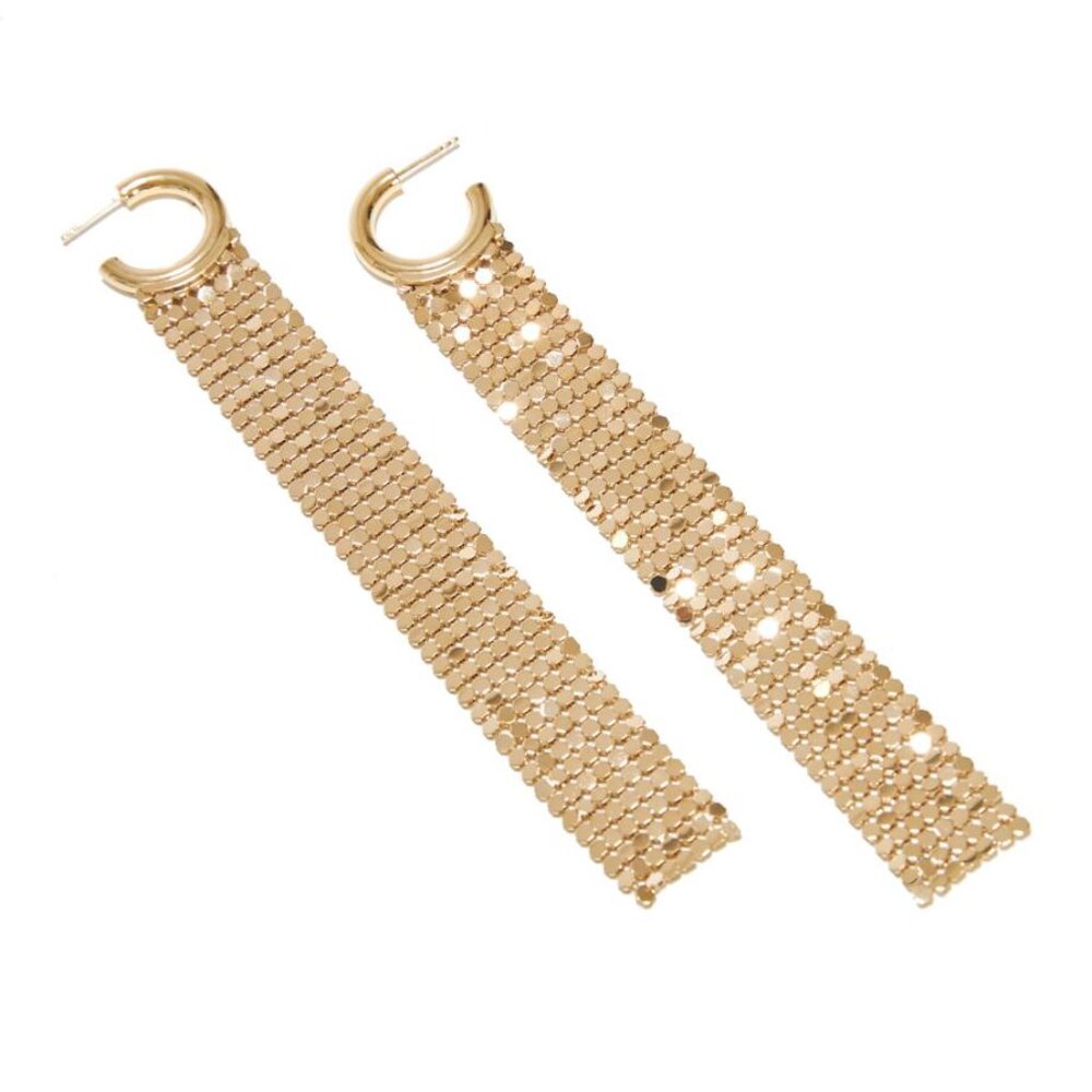 Paco Rabanne Pixel Hoop Chainmail Earrings Limited Edition Gold Drop Earrings